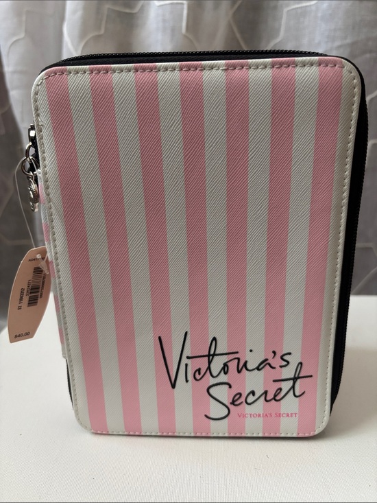 Victoria's Secret Handbags - New Victoria's Secret Pink and White Striped Cosmetic Zip Case